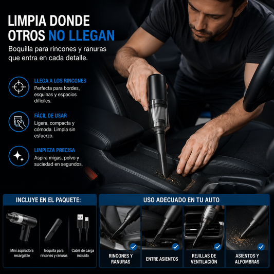 VacuCar Limpia tu auto al tiro, sin cables